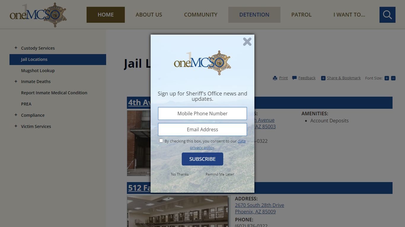 Jail Locations | Maricopa County Sheriff's Office